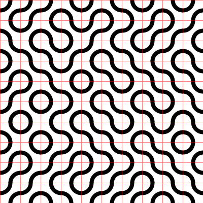 Truchet pattern with grid lines